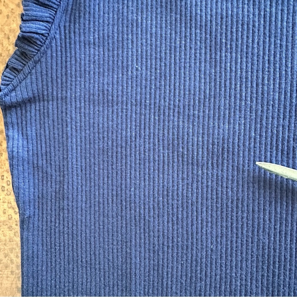 NEW‎ J. CREW Vintage rib ruffle boatneck tank top in navy blue Size XS - Picture 8 of 8